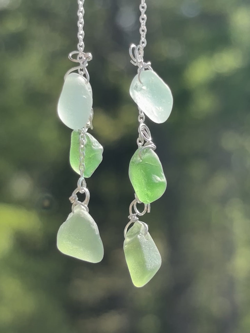 Chain through Seaglass earrings