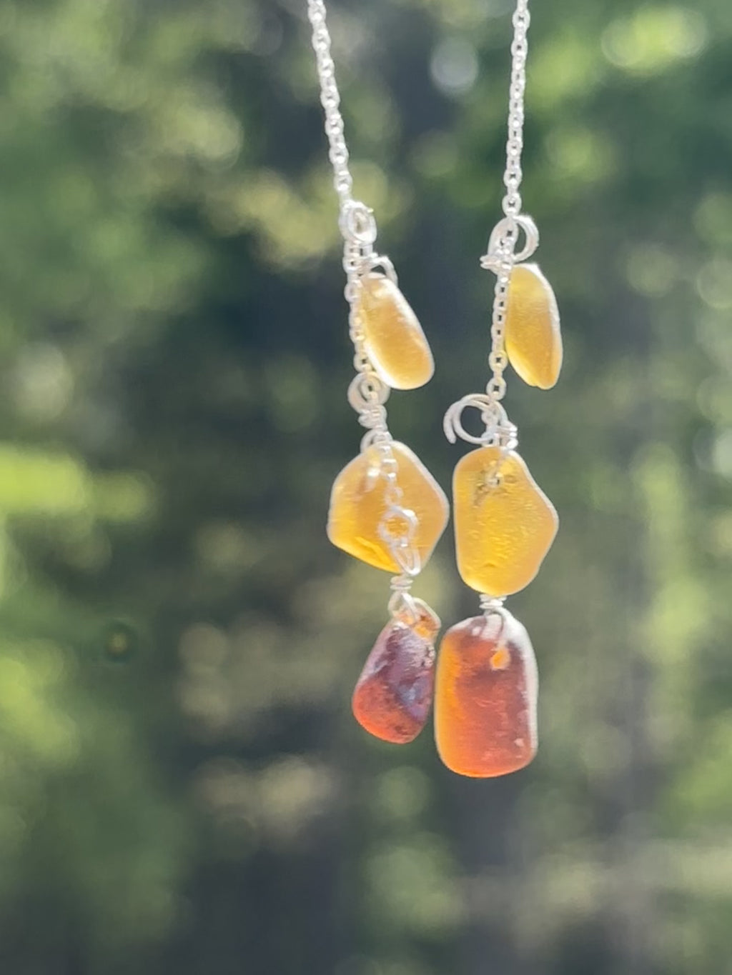Chain through sea glass earrings