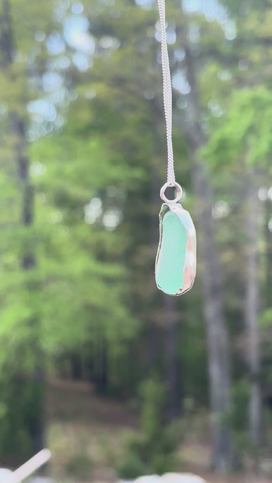Ice blue Seaglass necklace