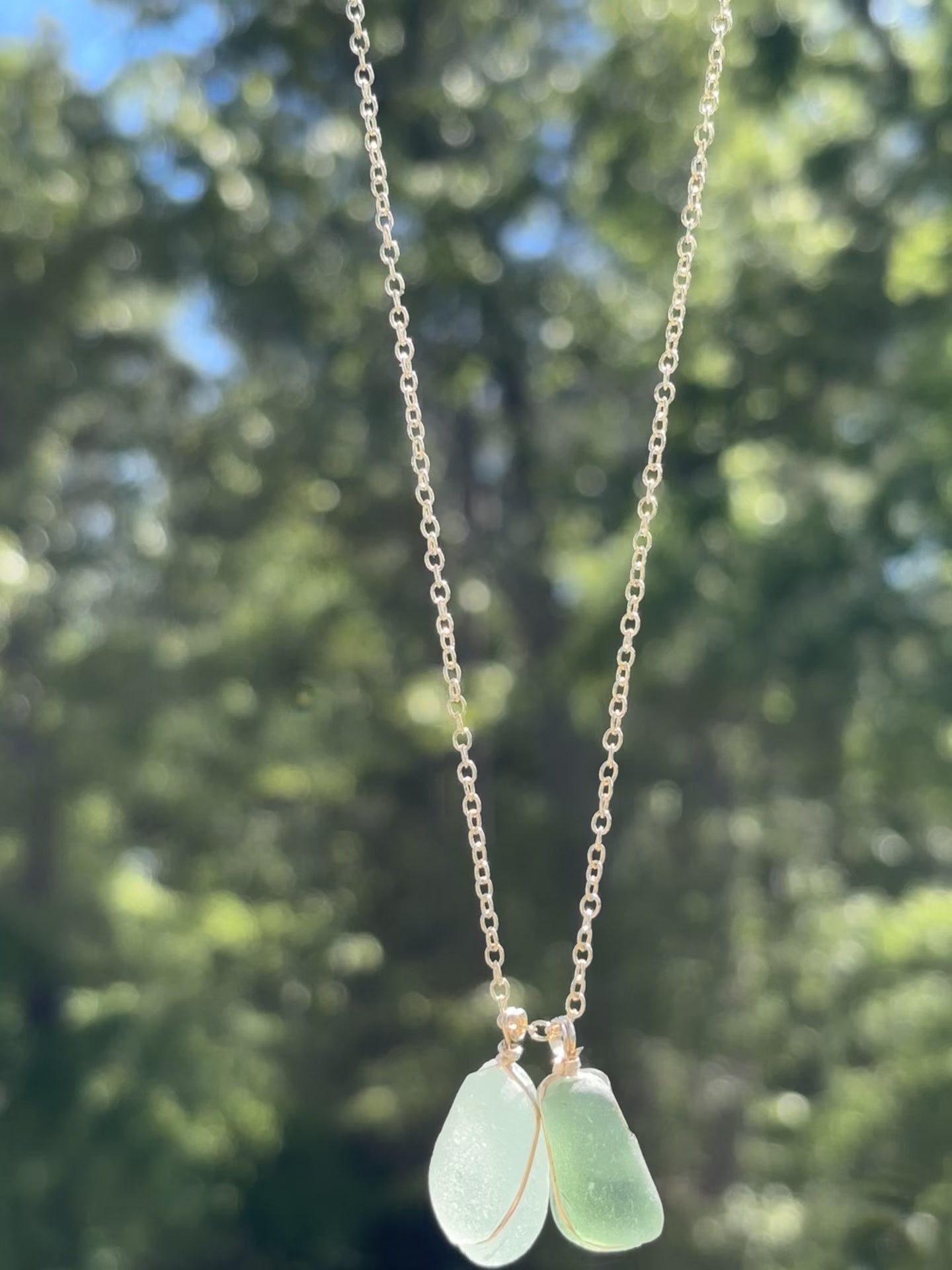 Two stone sea glass necklace