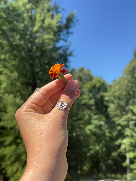 Open oval ring Sterling silver