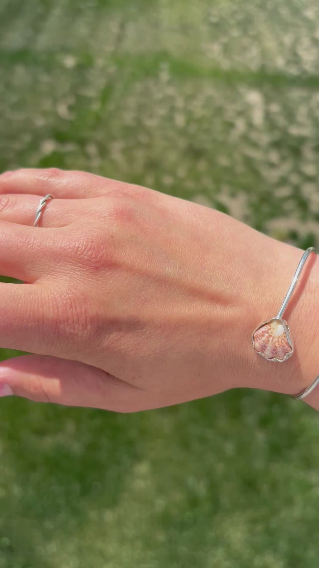 Silver shell and Seaglass bracelet