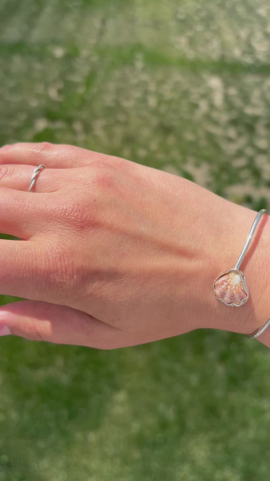 Silver shell and Seaglass bracelet