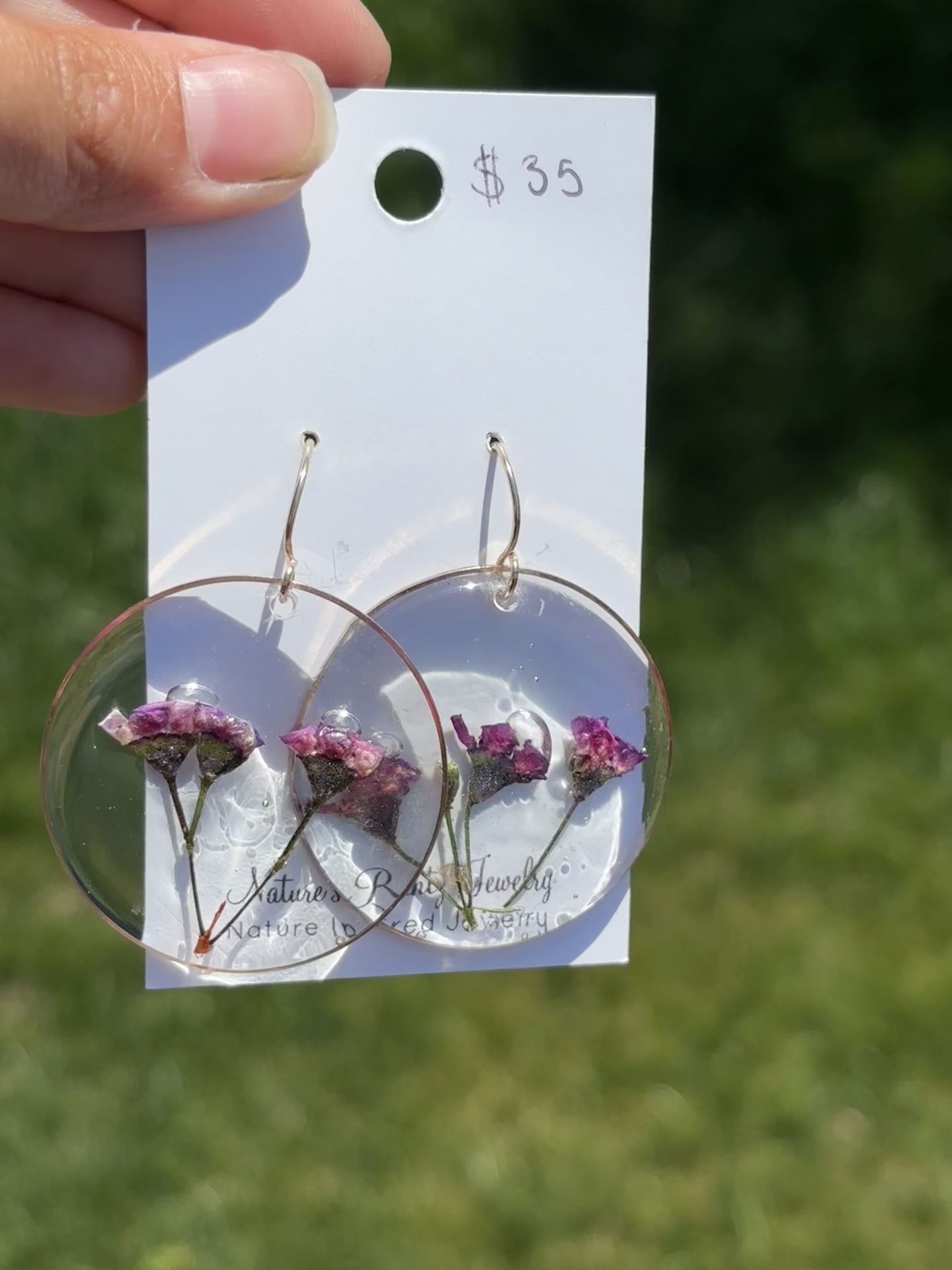 Purple pressed flower Earrings