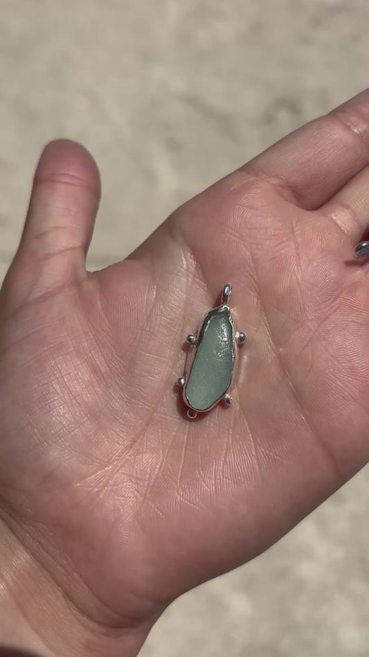 Sea glass sterling silver pendant